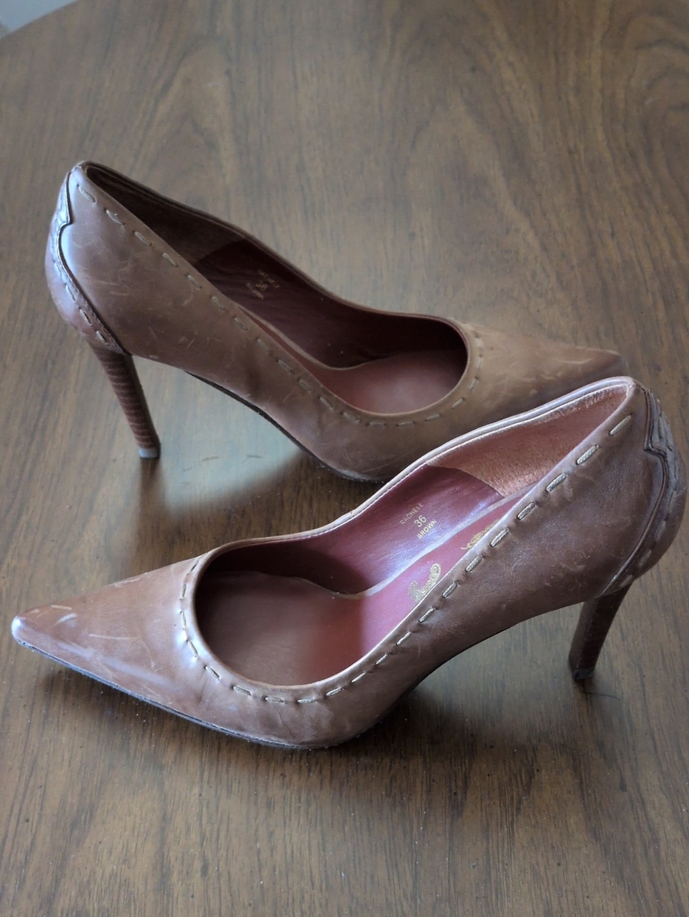 Vero Cucio Brown Pointed-Toe Stiletto Heels
